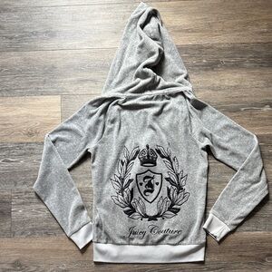 Vintage Juicy Couture Gray Hoodie with Crest Design sz XS